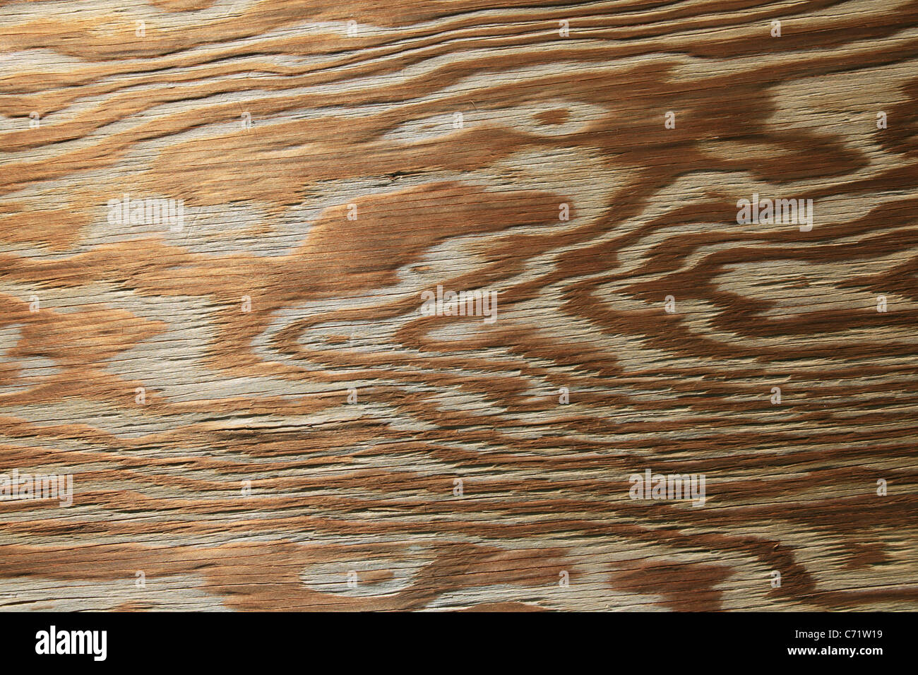 horizontal of old worn plywood background with grained texture Stock Photo
