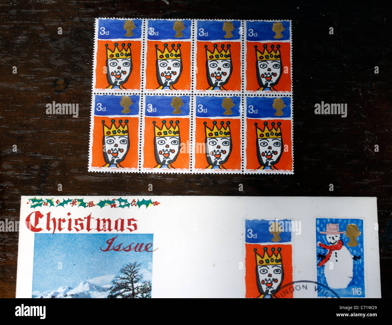 1966 Postage stamps Christmas issue The Post Office, recreating a