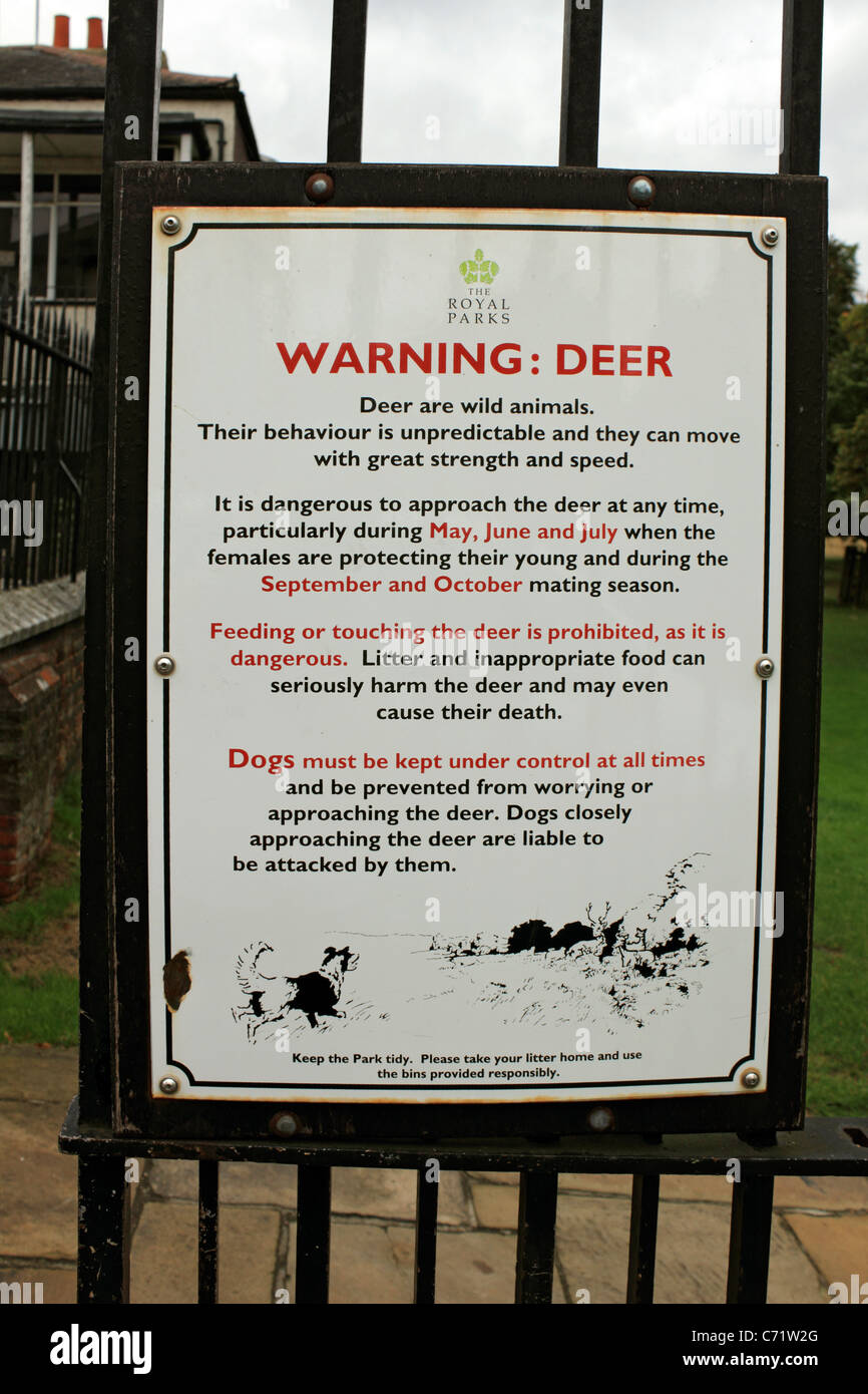 Deer Cull information signs at Bushy Park Hampton Surrey England UK