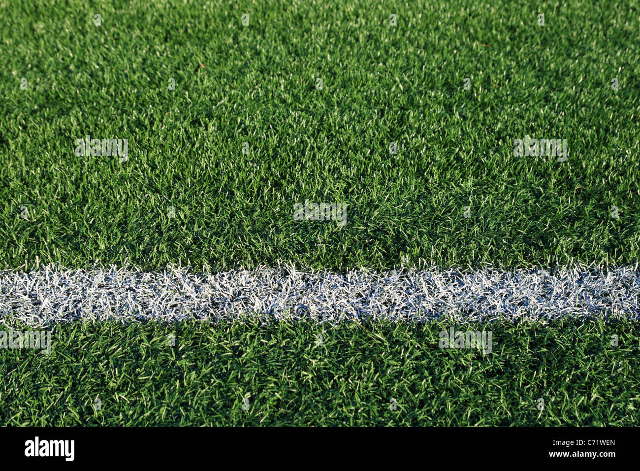 boundary line on an artificial turf athletic field Stock Photo