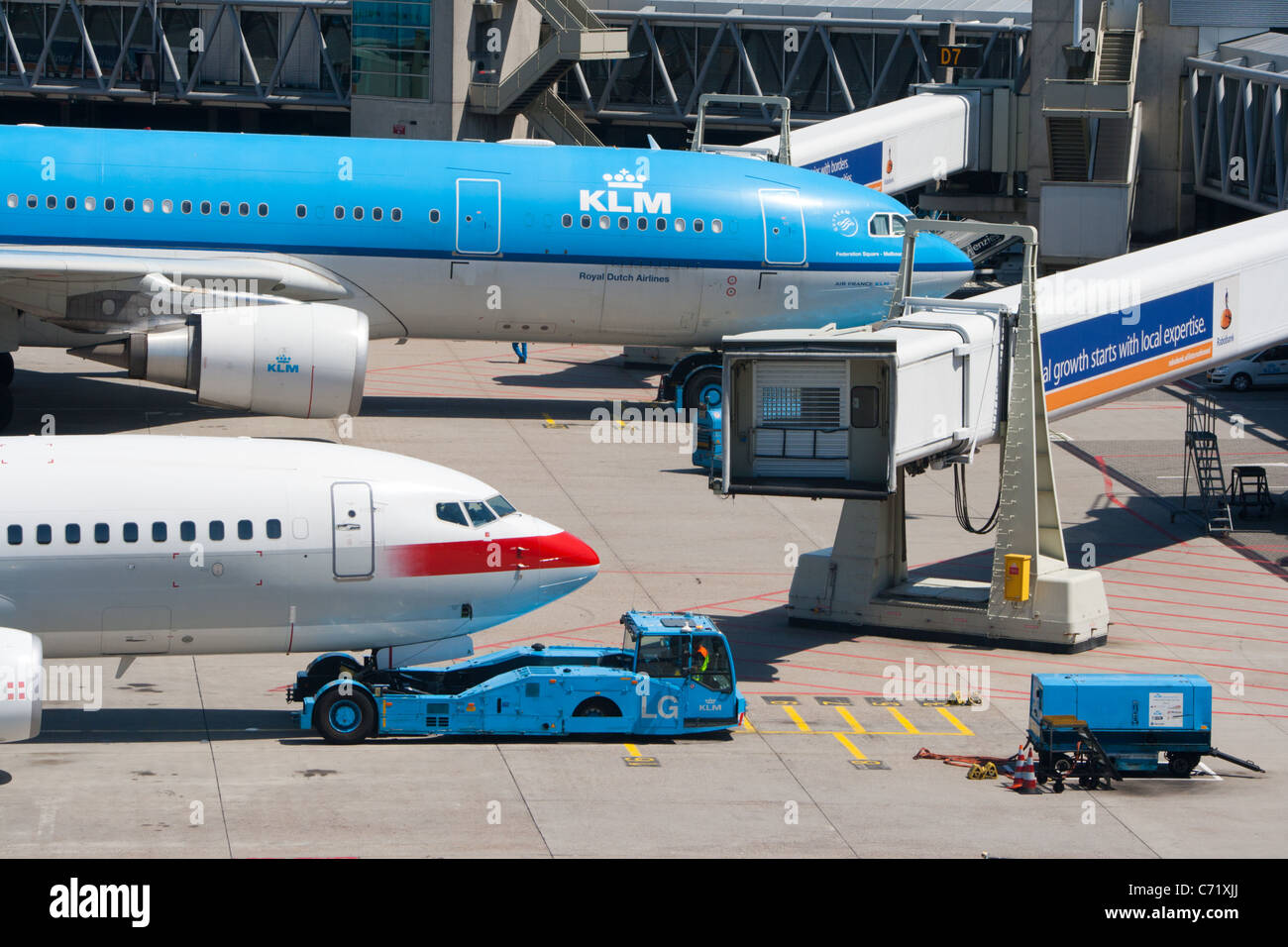 Plane at Amsterdam-Schiphol airport Stock Photo