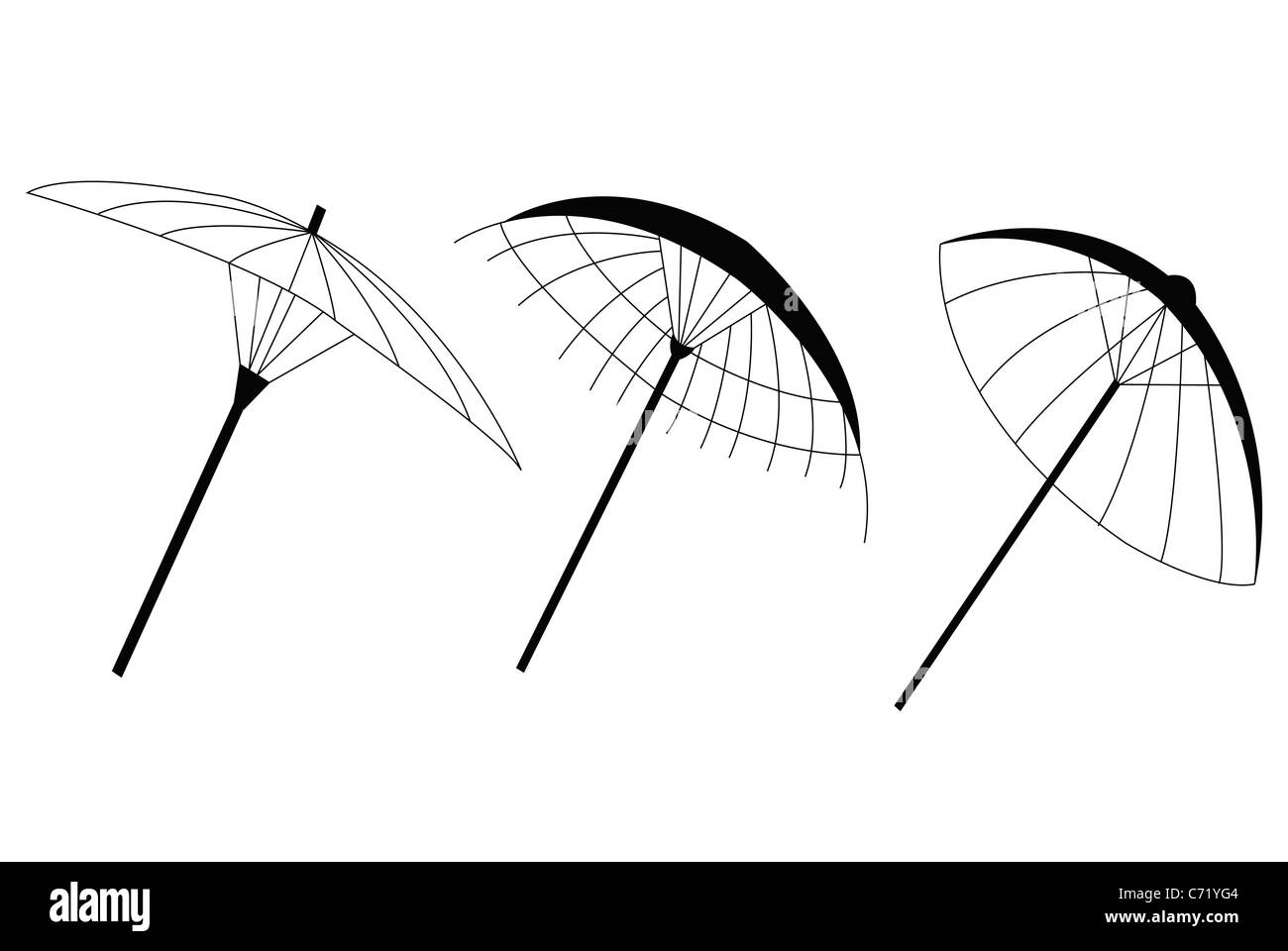 Illustration of three umbrellas Stock Photo