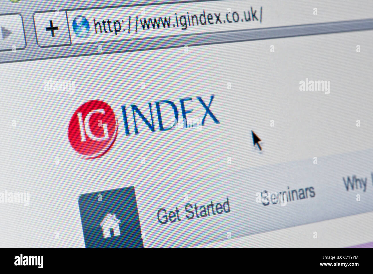 Close up of the IG Index logo as seen on its website. (Editorial use only: print, TV, e-book and editorial website). Stock Photo