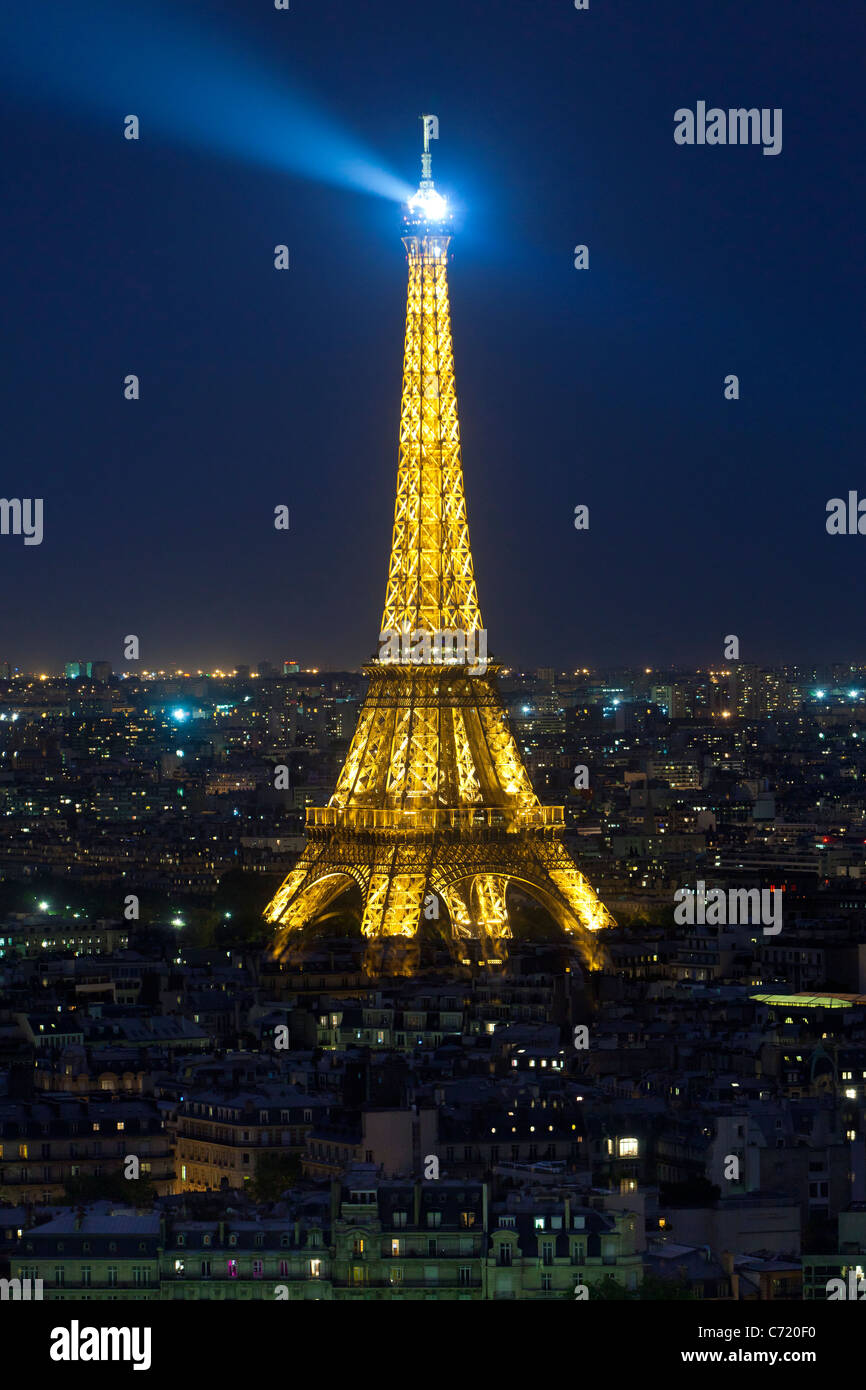 France, Paris, Eiffel Tower, viewed over rooftops Stock Photo