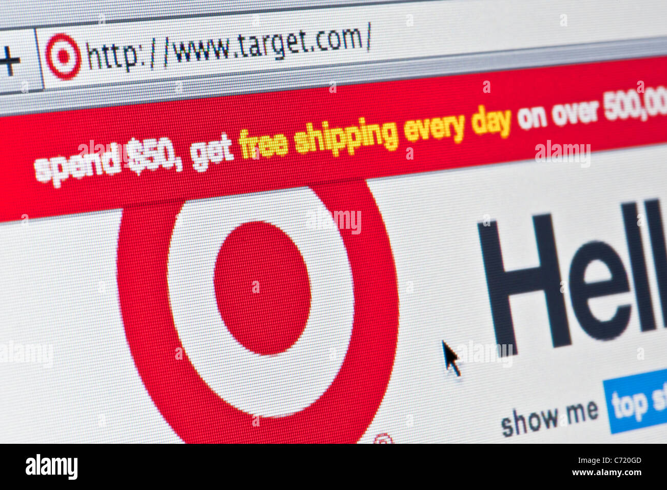 Close up of the Target logo as seen on its website. (Editorial use only: print, TV, e-book and editorial website). Stock Photo