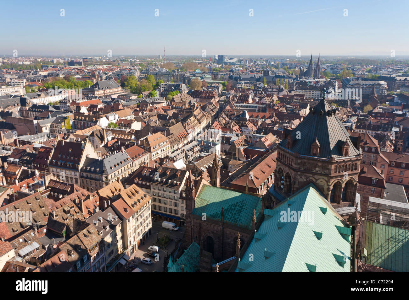 VIEW FROM THE CATHEDRAL, STRASBOURG, ALSACE, FRANCE Stock Photo