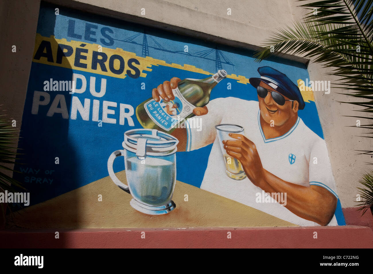 Les Aperos du Panier Advertising, Panier Neighbourhood, Marseilles; France Stock Photo