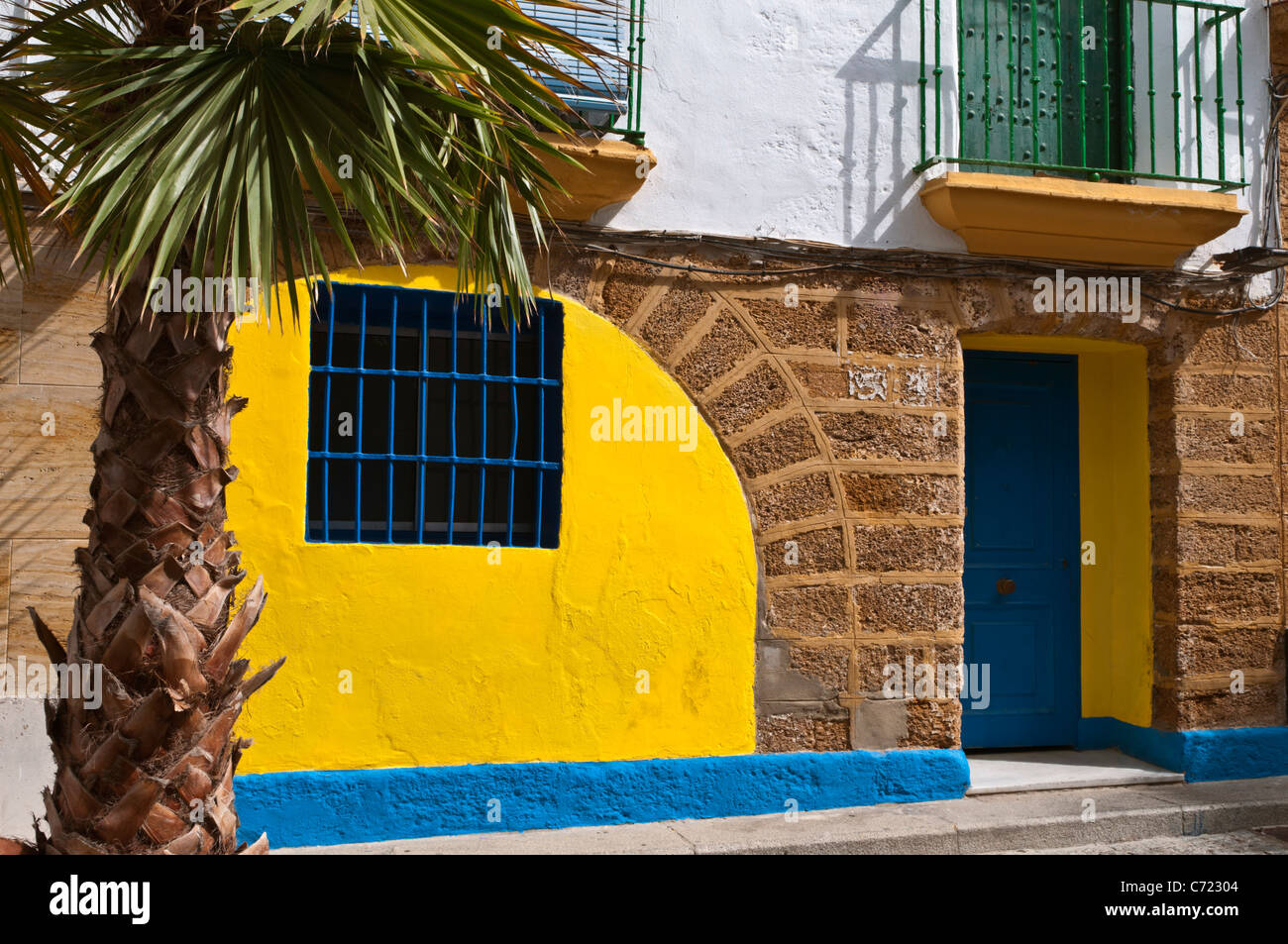 Colourful house Barrio de la Vino Cadiz Spain Stock Photo