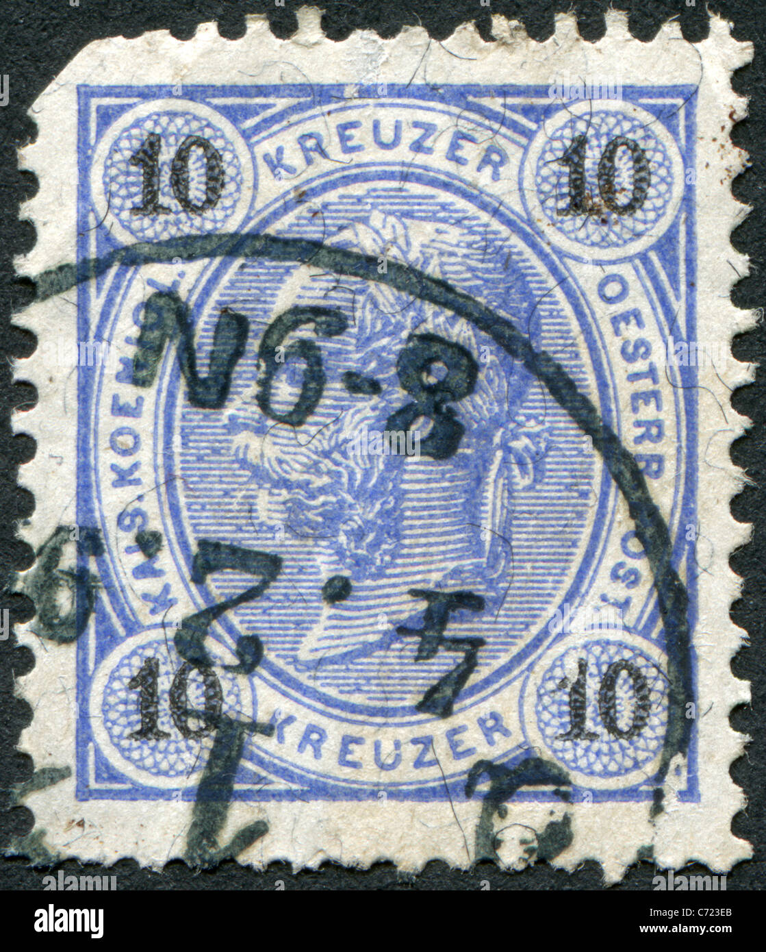 AUSTRIA - 1890: A stamp printed in Austria, shows Franz Joseph I of Austria Stock Photo