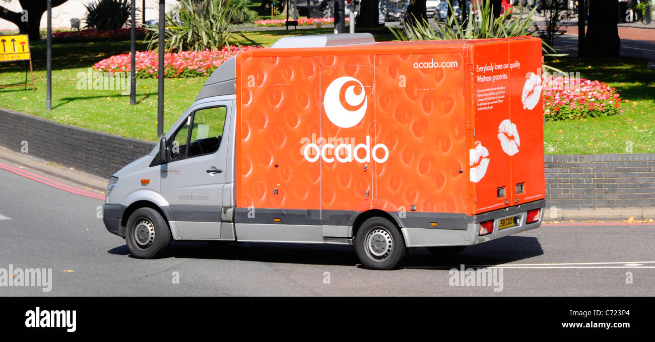 Ocado home grocery delivery van in Park Lane London England UK Stock Photo