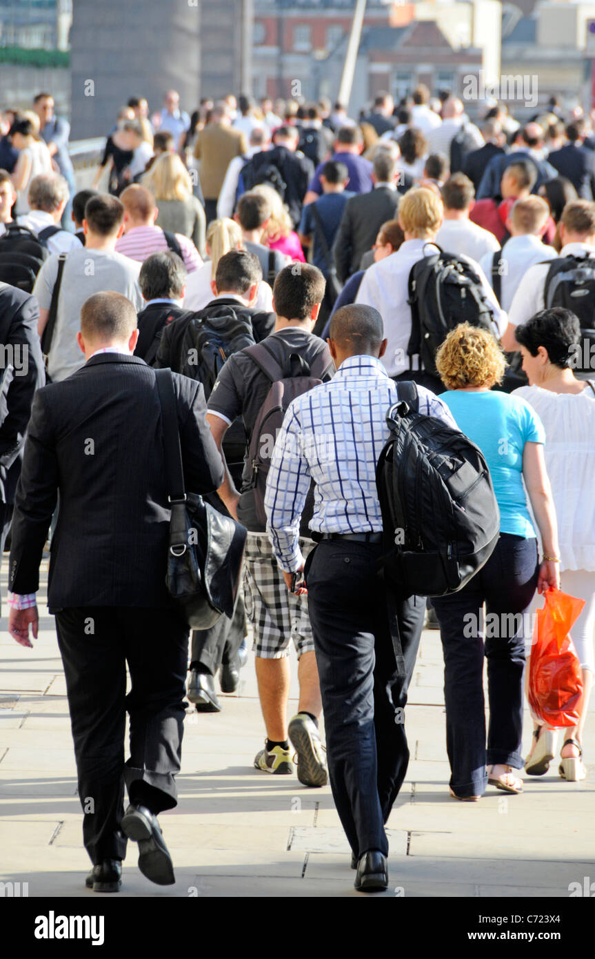 London Bridge office workers walking towards London Bridge station during evening rush hour Stock Photo