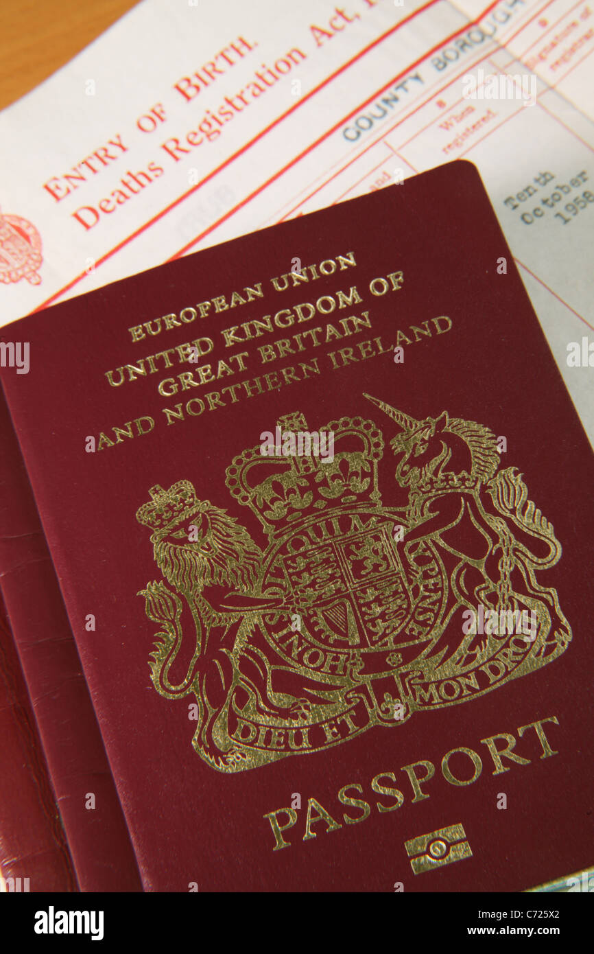 UK Passports; Illegal Immigration and Forgeries Concept Stock Photo