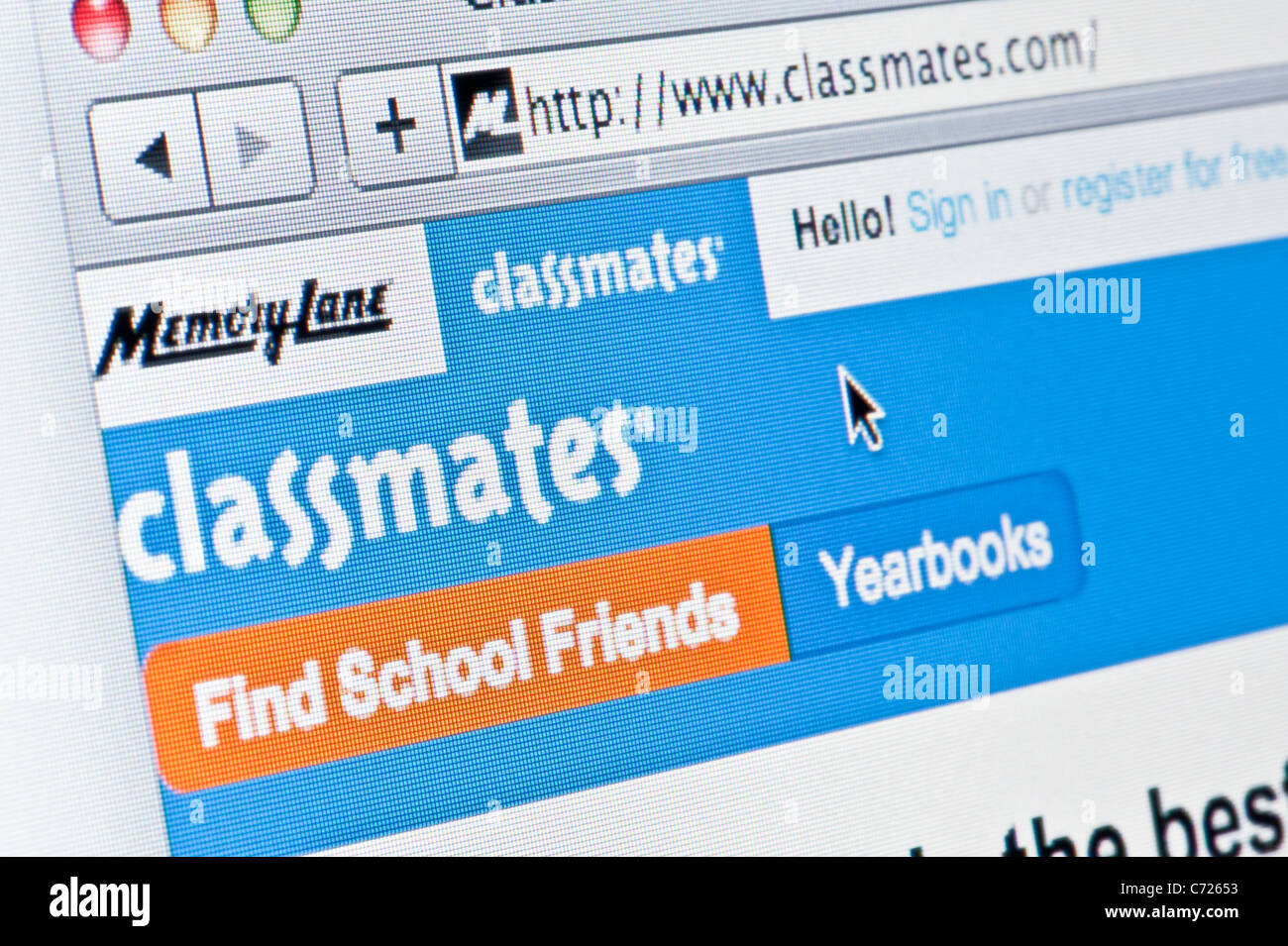 Close up of the Classmates logo as seen on its website. (Editorial use only: print, TV, e-book and editorial website). Stock Photo