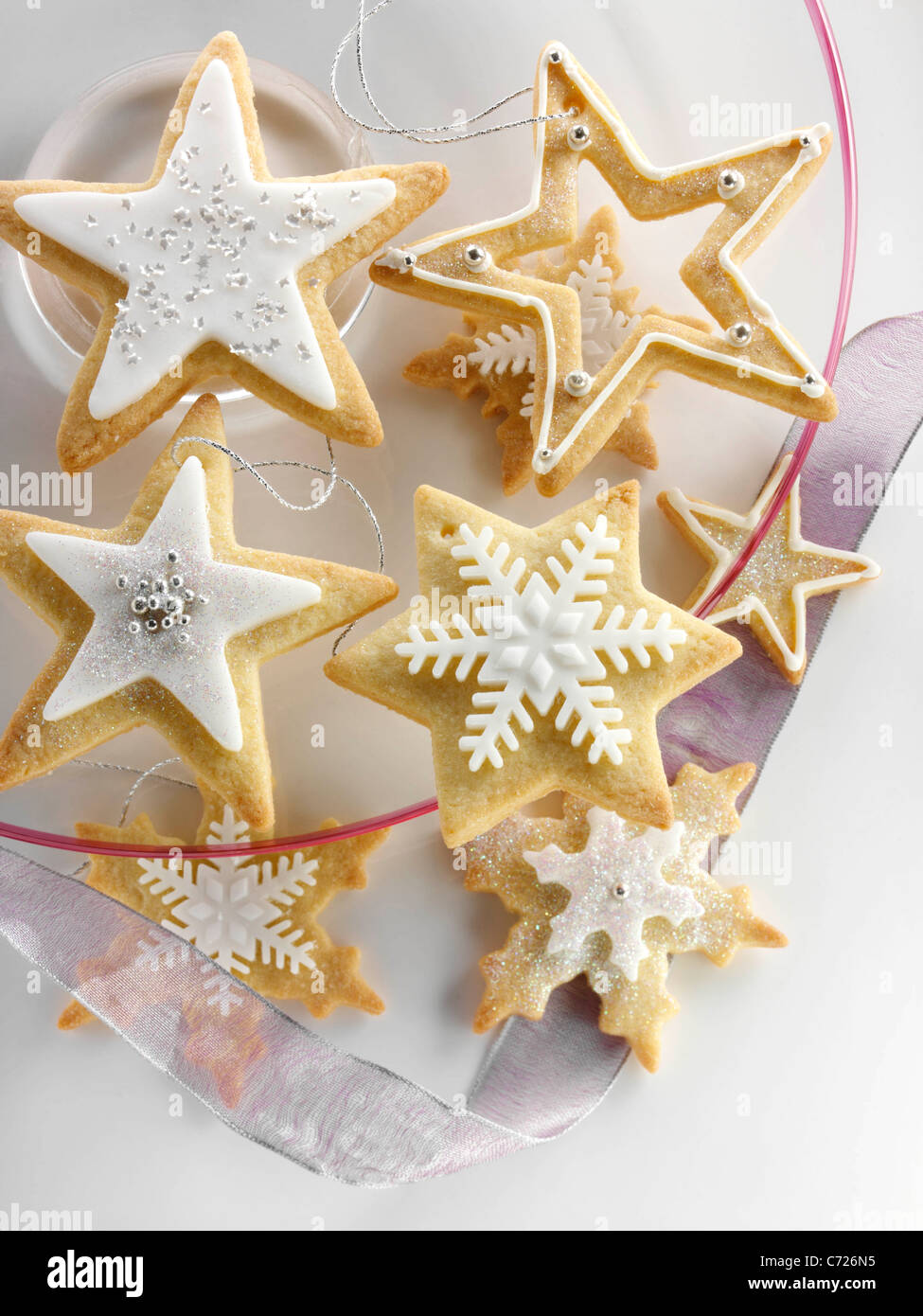 Star shaped iced Christmas biscuits Stock Photo  Alamy
