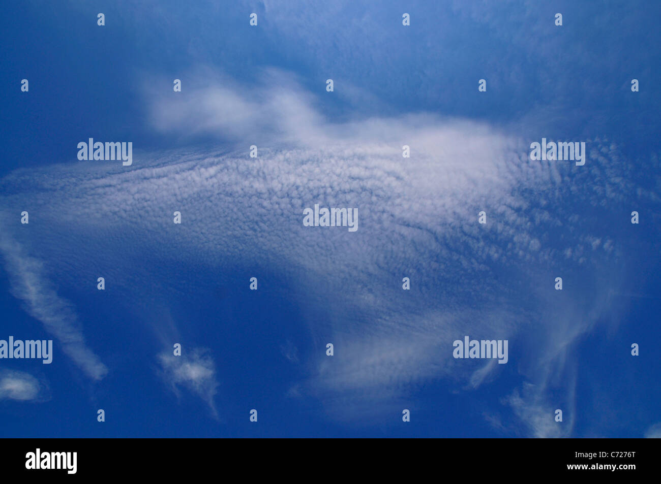 Mackerel cloud formation in the sky. Stock Photo