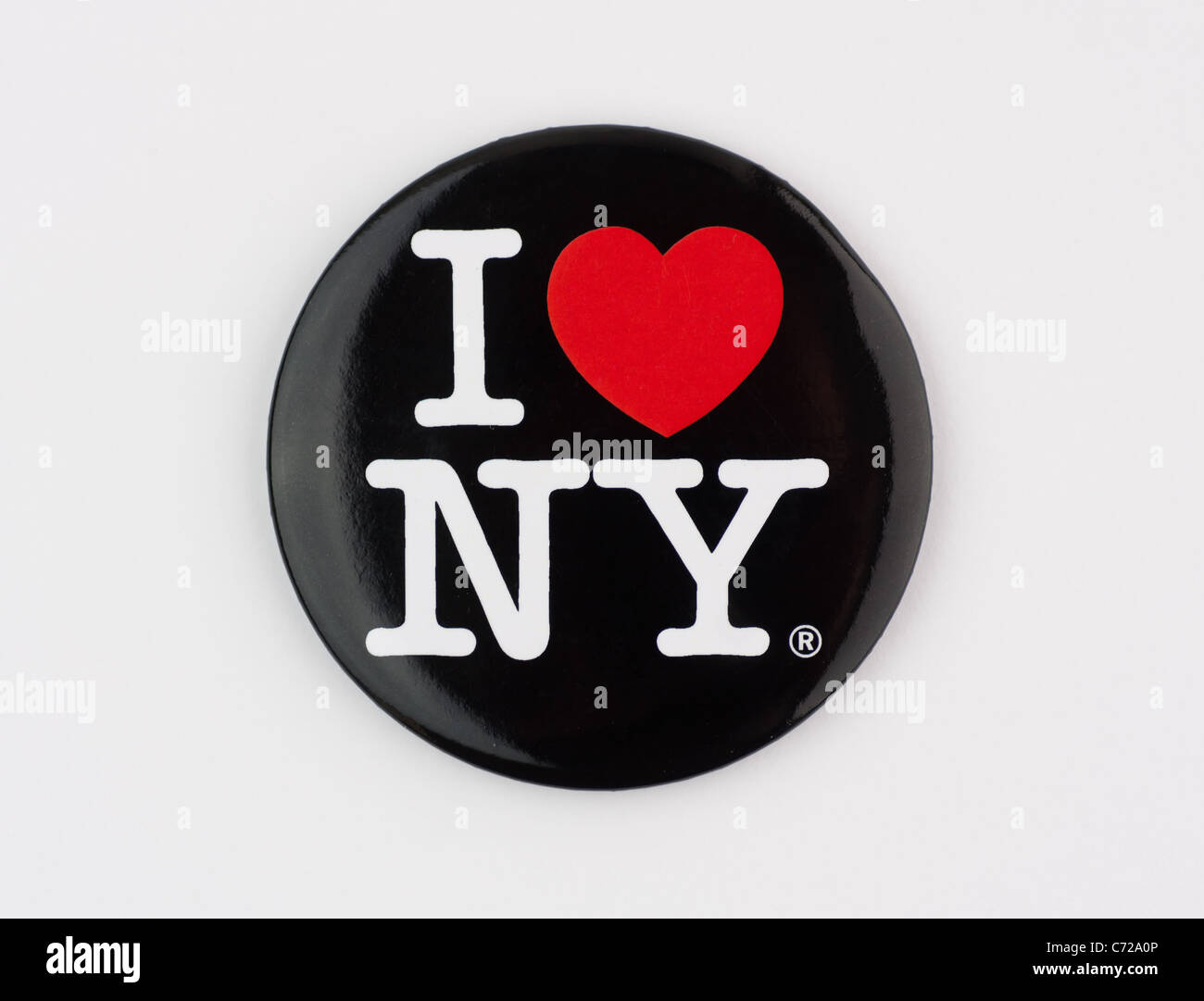 Muenster, Germany - September 10, 2011: Picture shows the famous 'i love ny' logo from the city of new york, printed on a badge. Stock Photo