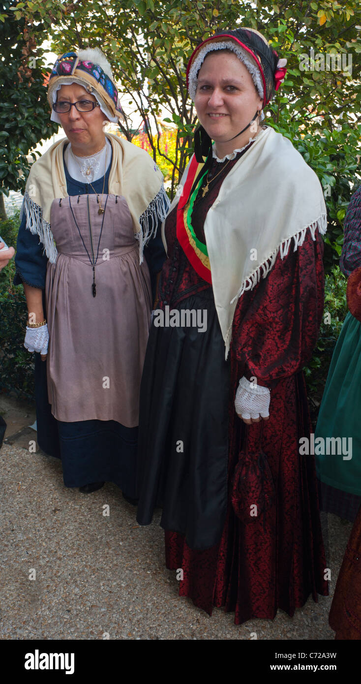 Paris, France, French Food and Wine Festival, St. Pourcinois, French Women in Traditional Dress Stock Photo