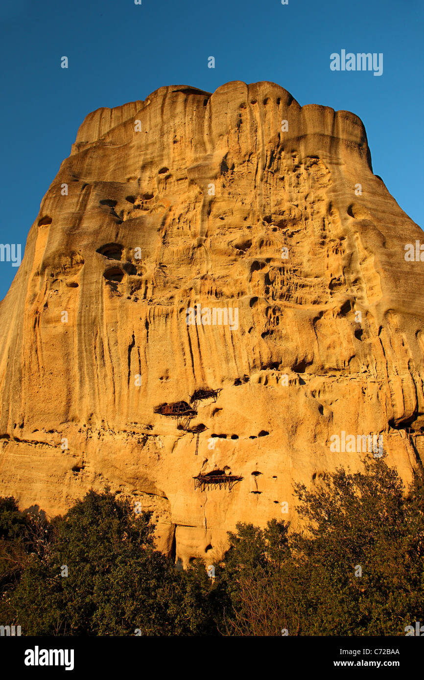 Meteora, Greece. The hermitages of Saints, Gregory and Anthony, close to Batova (or "Badova") monastery. Stock Photo
