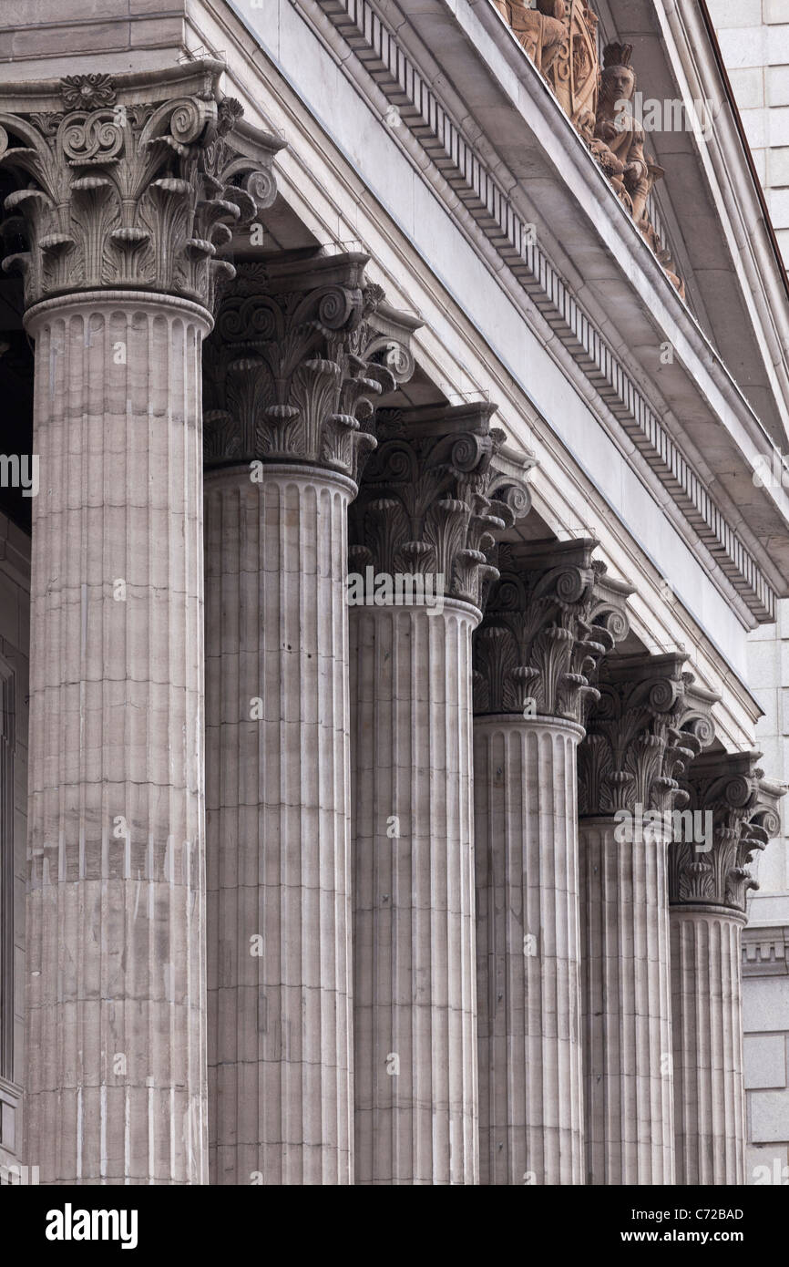 Canada,Quebec,Montreal, Montreal, columns of the Bank of Montreal Building Stock Photo