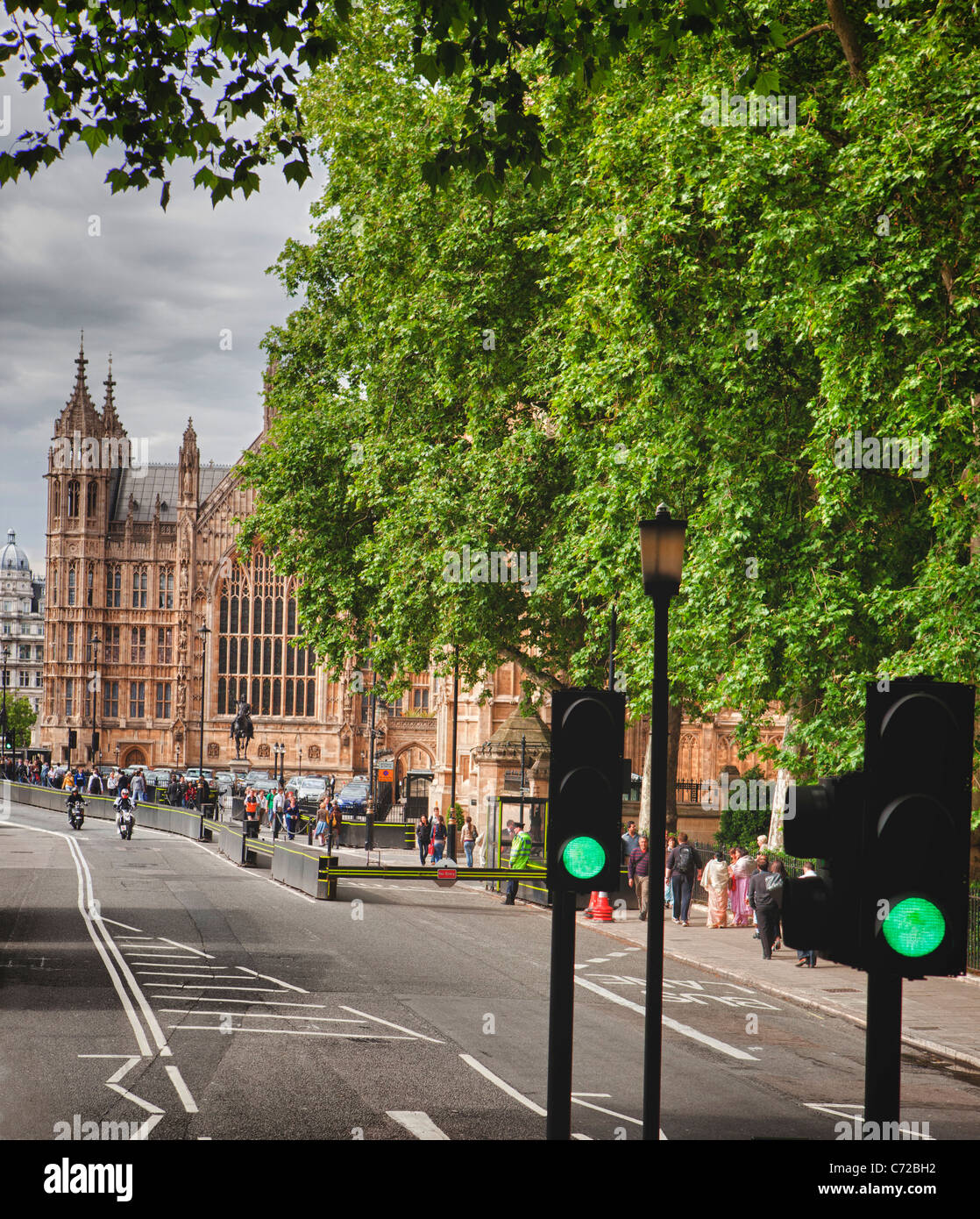 Street of London with House of Parliament, England Stock Photo