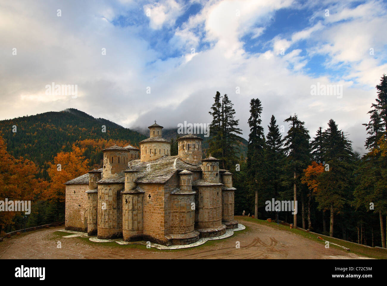 Doliana (or "Dolianon") monastery in Aspropotamos region, Trikala Prefecture, Thessaly, Greece Stock Photo