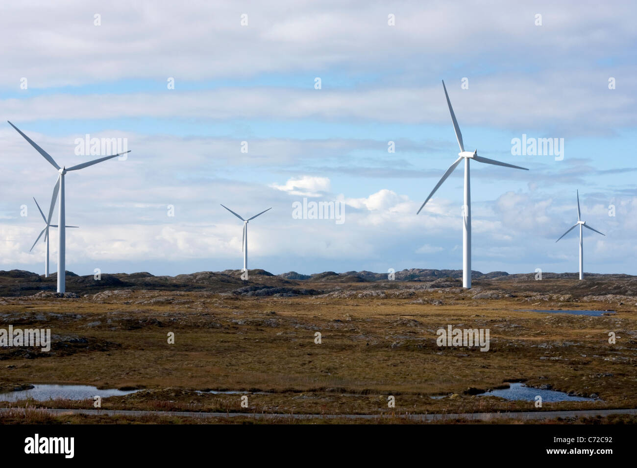 Windmills in Smola, Norway. Stock Photo