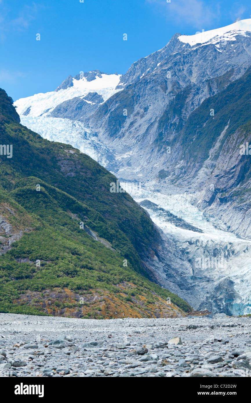 Scenic view of Franz Josef Glacier in New Zealand Stock Photo