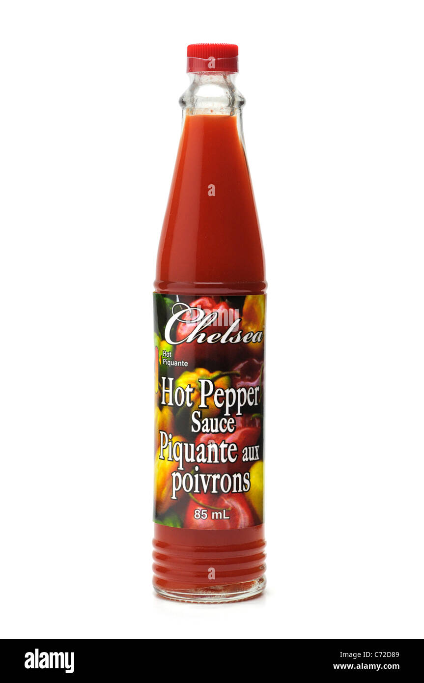 Bottle of Hot Pepper Sauce Stock Photo