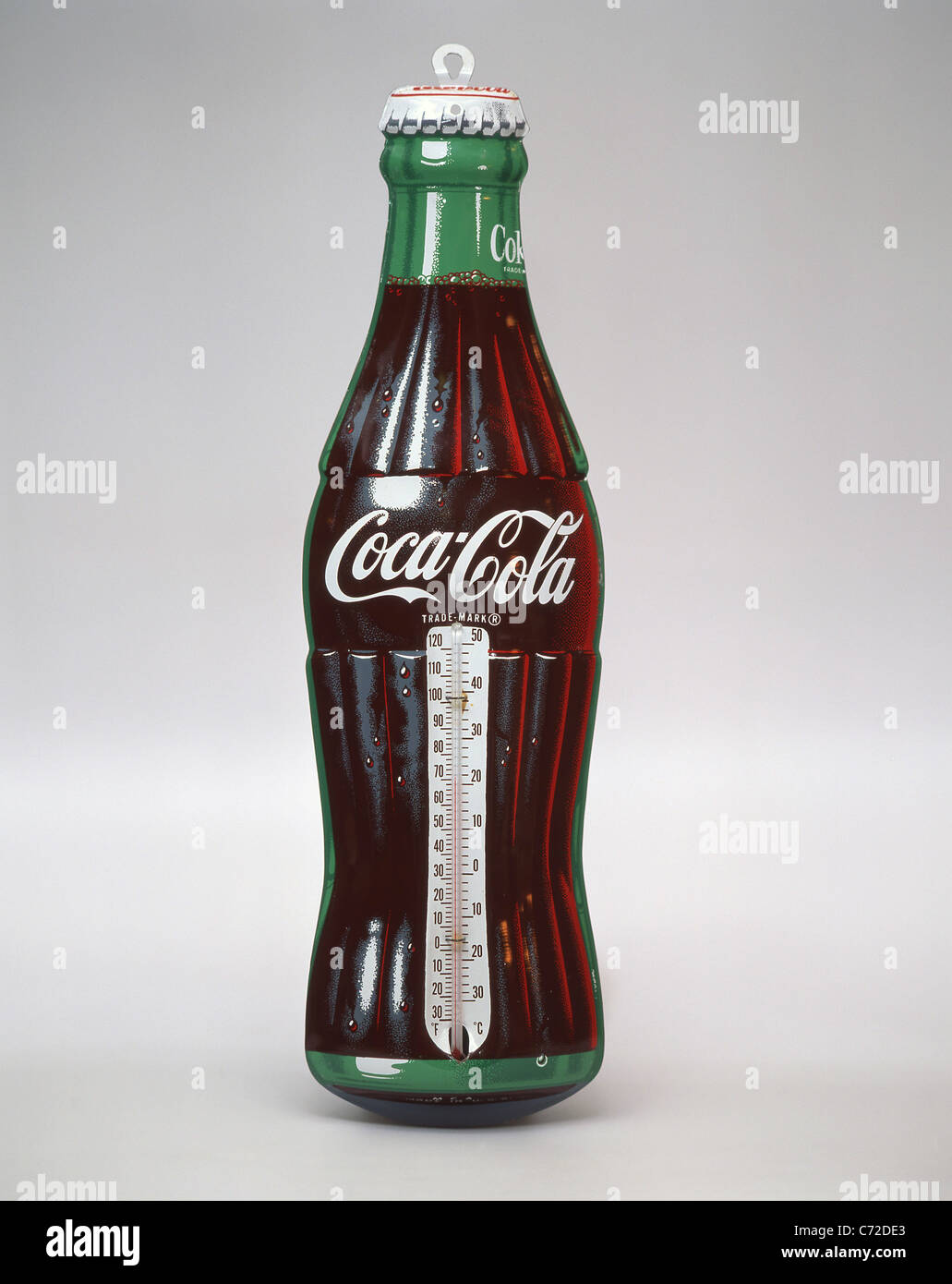 Classic Coca-Cola thermometer, United States of America Stock Photo