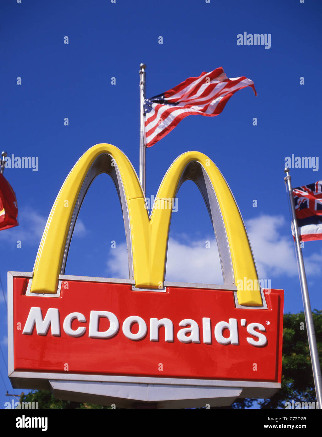 McDonald's entrance sign, Los Angeles, California, United States of America Stock Photo