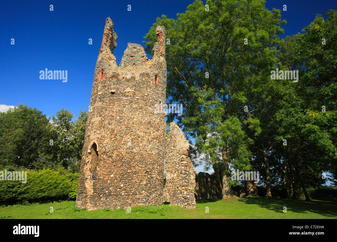 The ruins of St Mary's church at Kirby Bedon in Norfolk, England. Stock Photo