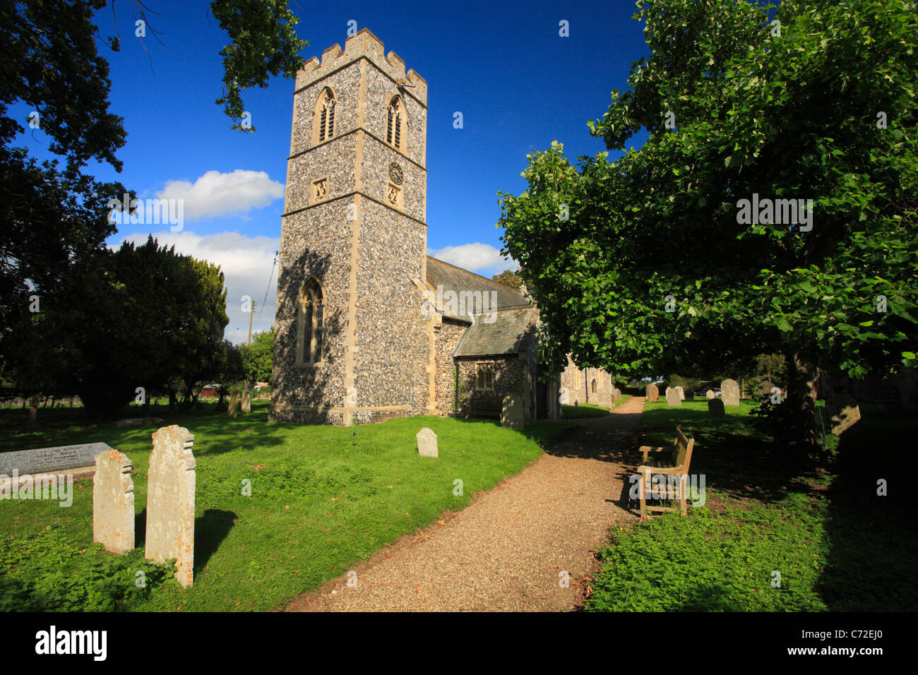 St Andrew's church at Kirby Bedon in Norfolk. Stock Photo