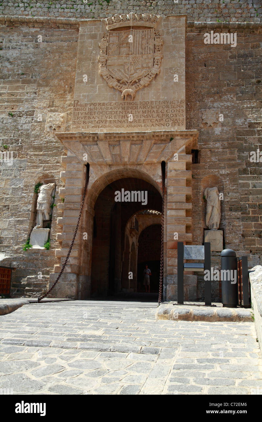 Portal de Ses Taules, entrance to the fortified town of Dalt Vila, Ibiza, Spain Stock Photo