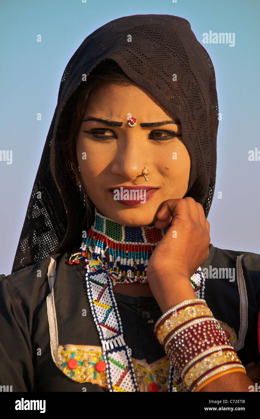 Portrait trbal girl Western Rajasthan India Stock Photo