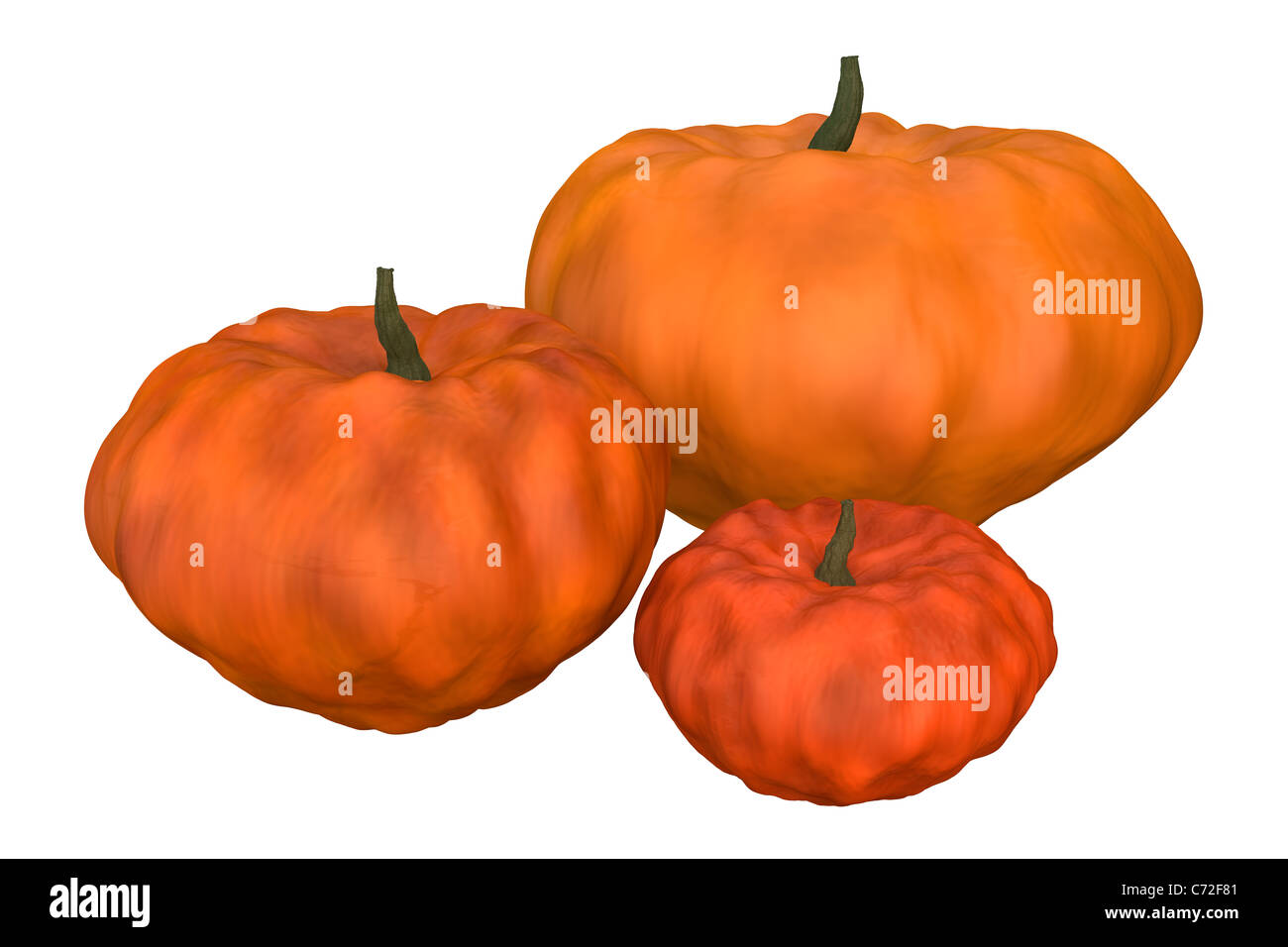 high quality rendering of three orange pumpkins isolated on white Stock ...