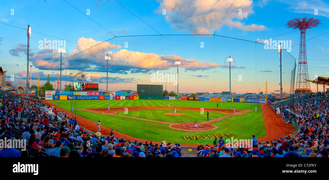 MCU Park baseball field Panorama, with Coney Island Parachute Jump
