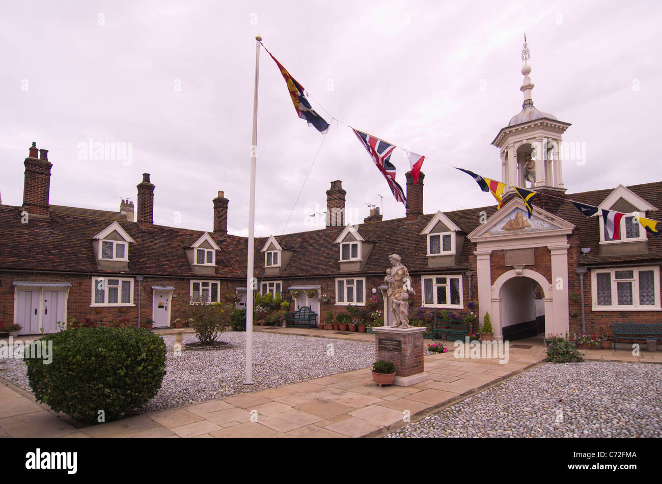 Naval flags fly over the Fisherman's Hospital Great Yarmouth Norfolk