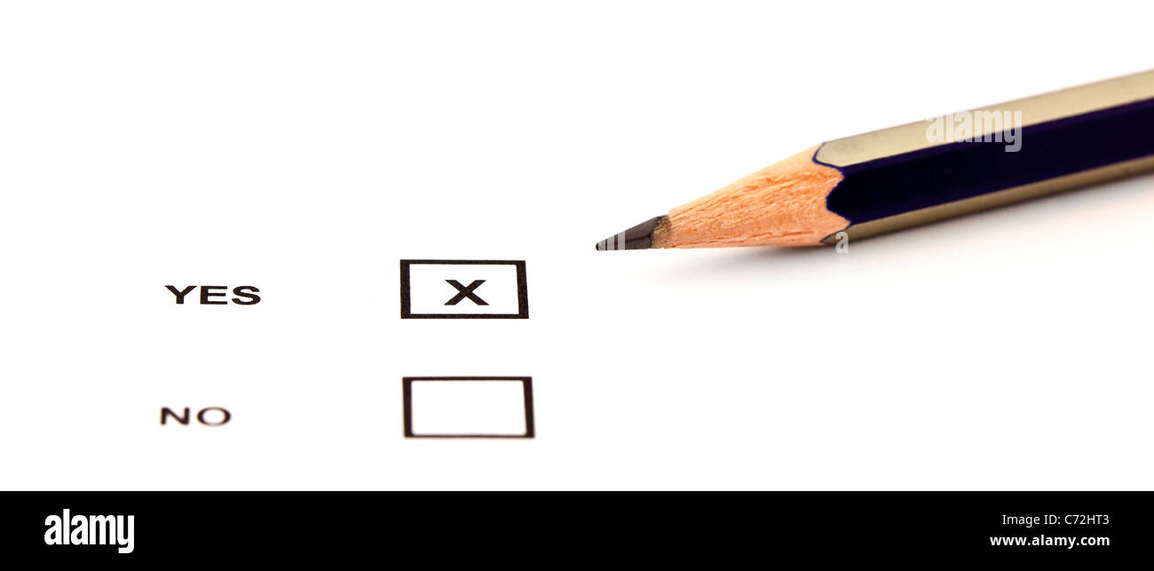 questionnaire on white paper with pencil Stock Photo - Alamy