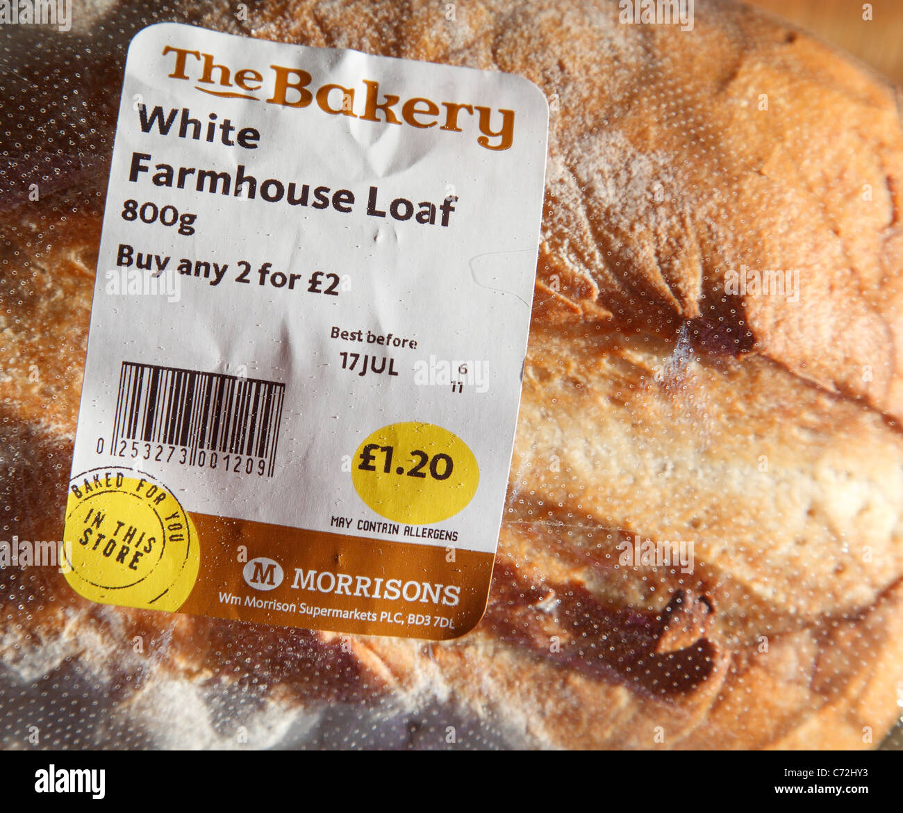 A Morrisons supermarket loaf of bread. Stock Photo