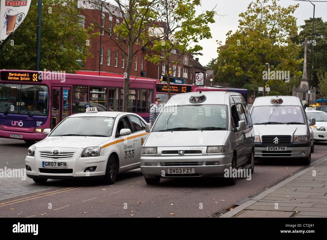 A taxi rank in St Albans, Hertfordshire Stock Photo Alamy