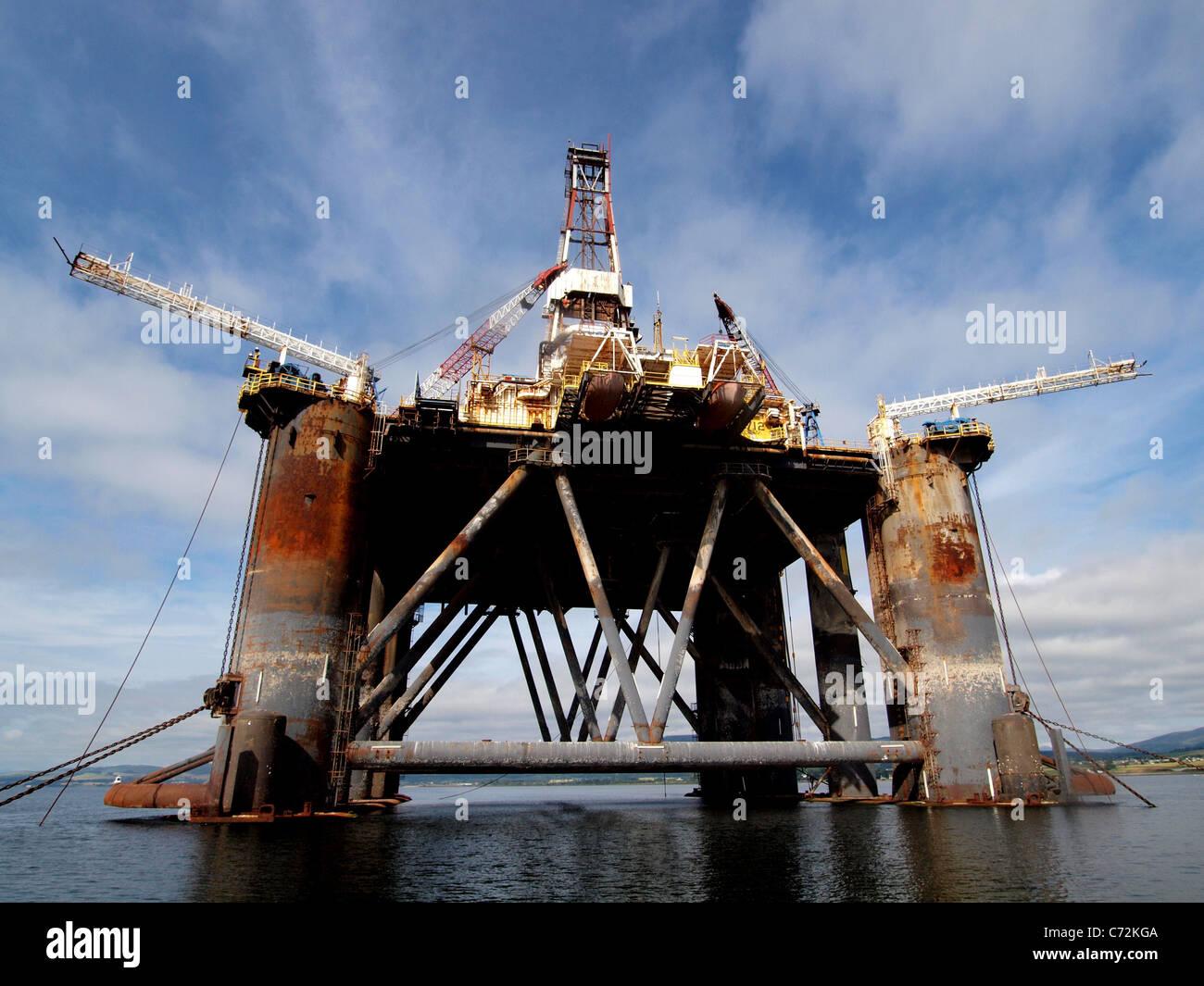 The semi submersible Oil Rig Sedco 711 moored by Invergordon Harbour in