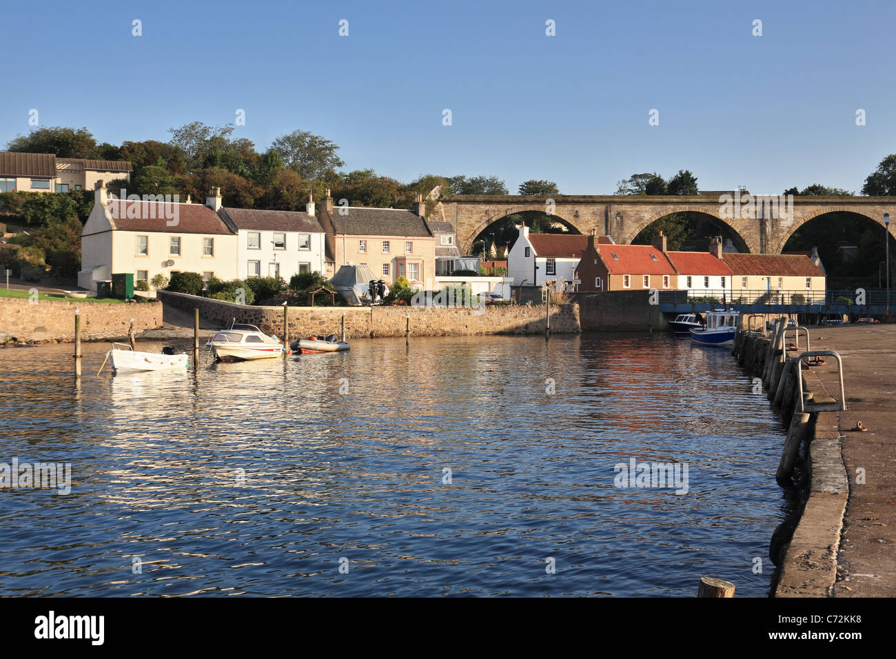 Lower Largo harbour from the pier, East Fife, Scotland, UK Stock Photo