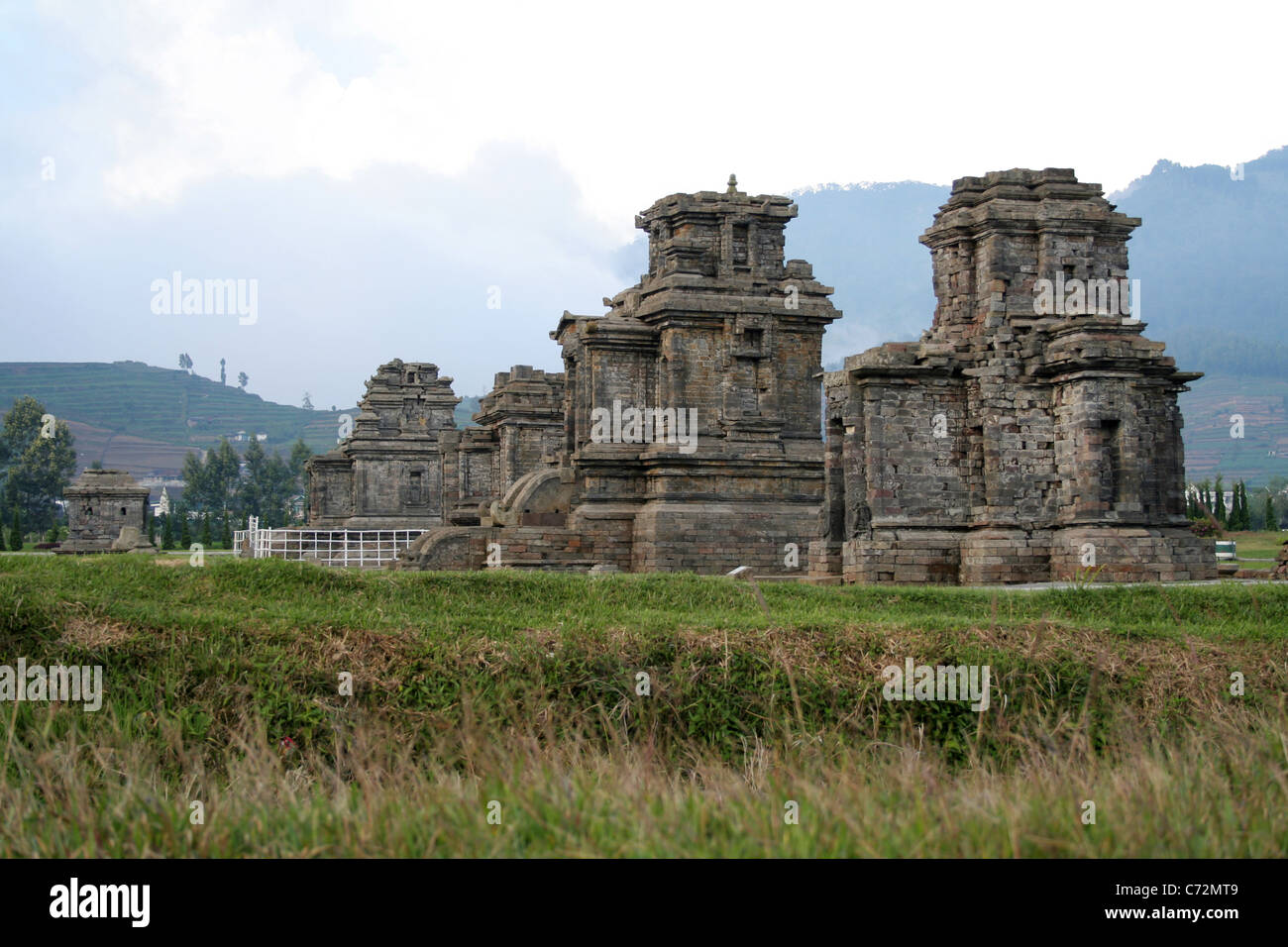 Candi Arjuna temple complex at Dieng Plateau , Java, Indonesia. Stock Photo