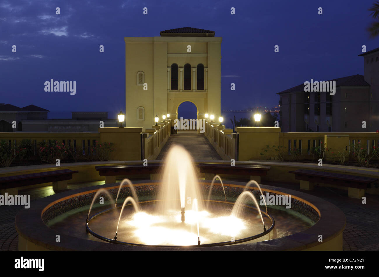 Illuminated fountain at Jumeirah Beach Residence, Dubai Stock Photo Alamy