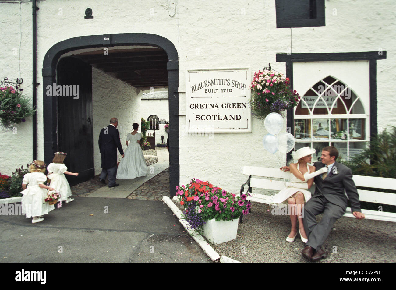 Gretna Green village in Scotland, home to romantic marriage ceremonies for runaway couples, and romantic couples. Stock Photo