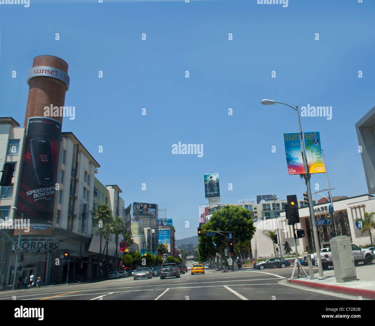 Sunset and Vine Streets in Hollywood California Los Angeles Stock Photo