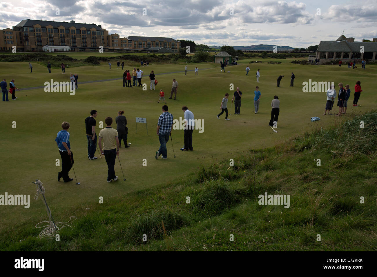 golfers on the himalayas putting green in st andrews Stock Photo Alamy