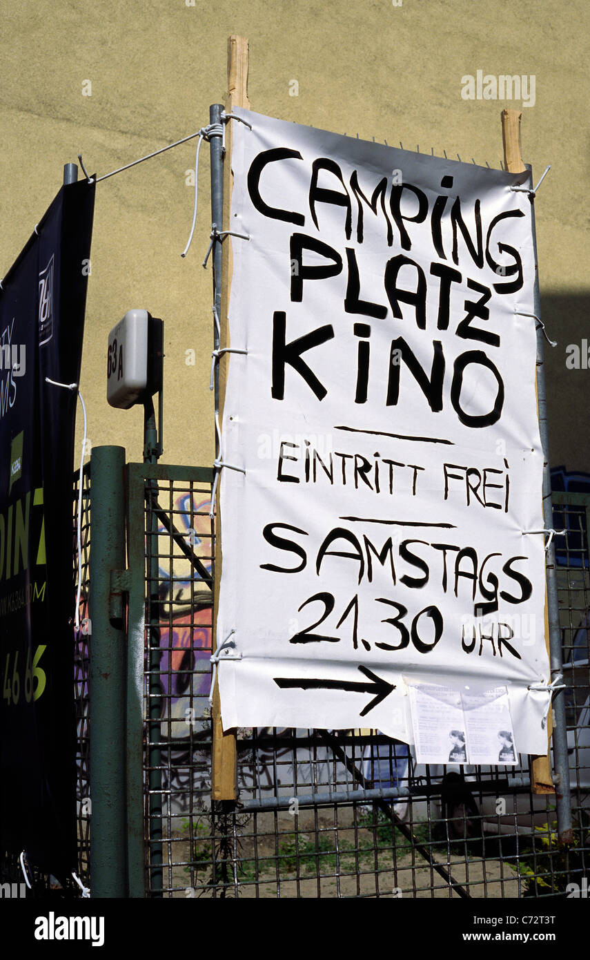 Camping site cinema at Kastanienallee in Prenzlauer Berg district of Berlin. Stock Photo