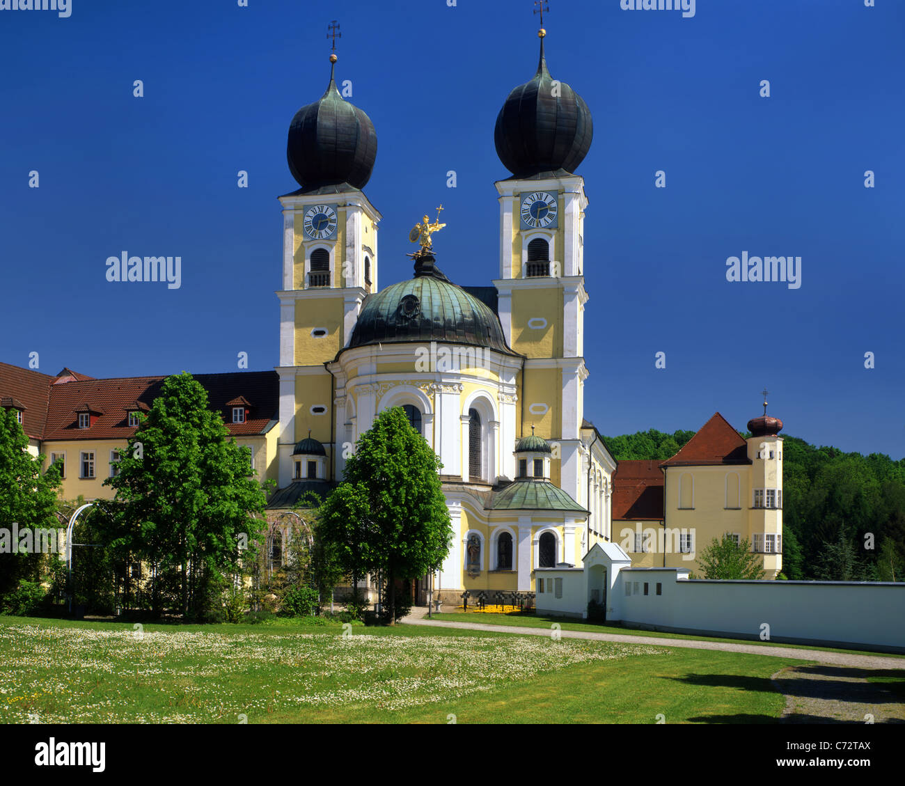 DE - BAVARIA: St. Michael's Monastery Church at Metten an der Donau Stock Photo