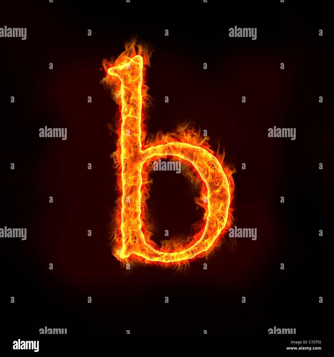 fire alphabets in flame, small letter b Stock Photo
